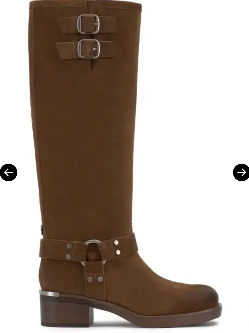 Vince Camuto Kaydin Tall Brown Reishi Suede Harness Knee High Moto Boots Sz 8